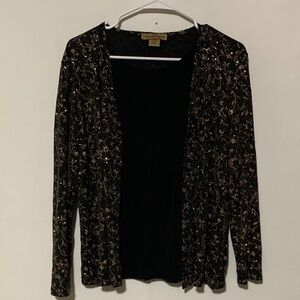 Notations Vintage Black and Gold Women's Blouse wCardigan 2 in 1